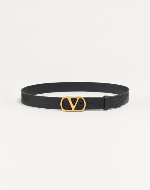 Valentino Garavani - Cintura Vlogo Signature In Vitello 30 Mm - Nero - Uomo - Cinture