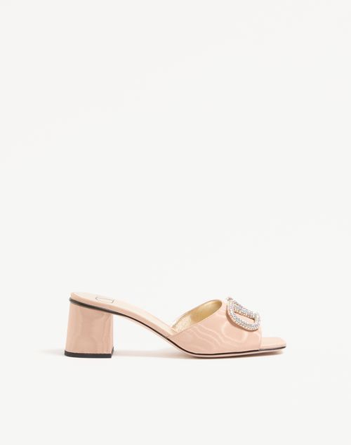 Valentino Garavani - Vlogo Signature Slide Sandal In Moiré Fabric 60mm - Pink - Woman - Sandals