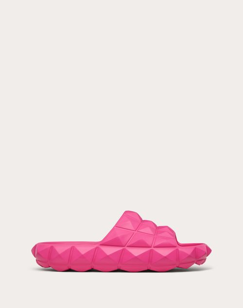 Valentino Garavani - Roman Stud Turtle Slide Sandal In Rubber - Fuchsia - Woman - Shoes