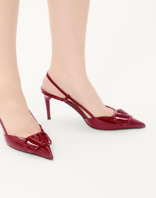 Valentino Garavani - Vlogo Signature Patent Leather Slingback Pump 80mm - Dark Red - Woman - Pumps