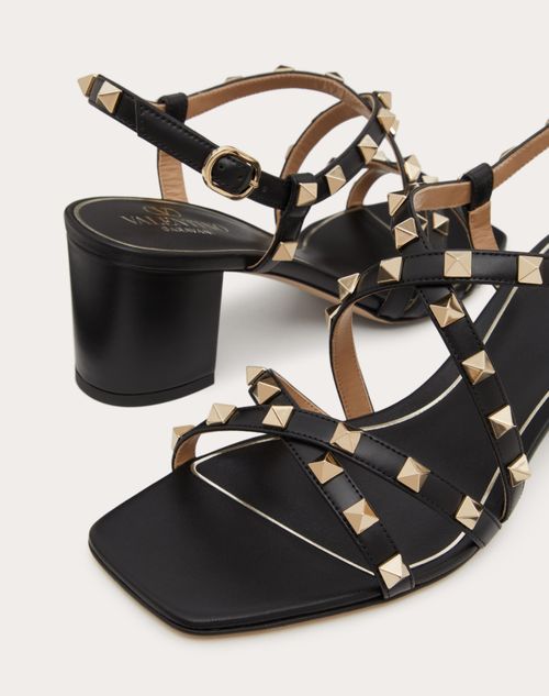 Sandalia Rockstud Con Tiras Y Tac n De 60 mm para Mujer en Negro