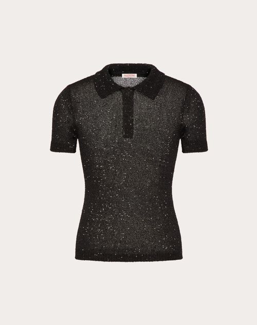 Valentino - Nylon Thread Polo Shirt - Black - Man - Knitwear