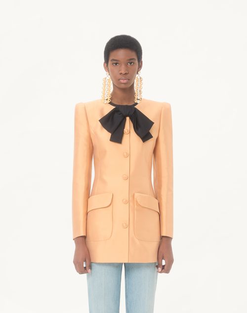 Valentino - Caban In Shantung - Melone/nero - Donna - Abiti