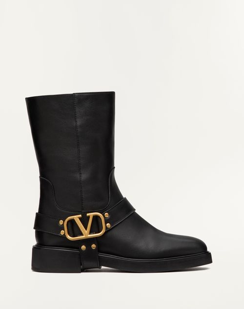 Valentino Garavani - Vlogo Signature Ankle Boot In Calfskin 30mm - Black - Woman - Boots&booties - Shoes