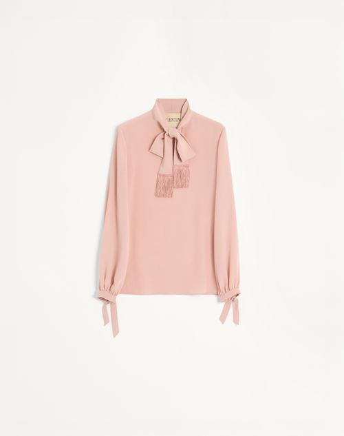 Valentino - Crepe De Chine Shirt - Vintage Rose - Woman - Shirts And Tops