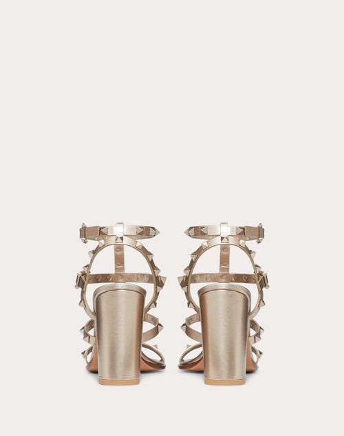 Valentino Garavani Rockstud Metallic Calfskin Ankle Strap Sandal