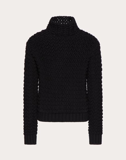 ハイネック ウールニットセーター for 男性 インチ ブラック