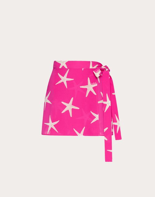 Valentino - Rock Aus Starfish Crepe De Chine - Elfenbein/pink Pp - Frau - Röcke
