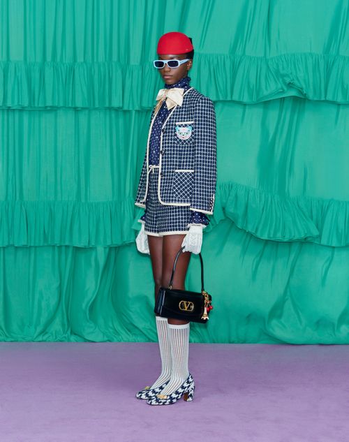 Valentino - Bouclé Shorts - Navy/ivory - Woman - Trousers And Shorts