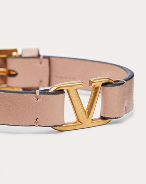 Valentino Garavani - Vロゴ シグネチャー カーフスキン ブレスレット - ベビーピンク - 女性 - Leather Bracelets - Accessories