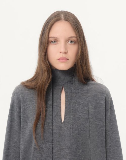 Valentino - Wool Sweater With Scarf - Grey - Woman - Knitwear