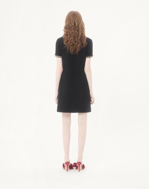 Valentino - Embroidered Canestrello Tweed Short Dress - Black/silver - Woman - Dresses