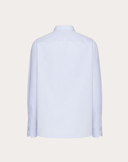 Valentino - Double Construction Cotton Shirt With Selvage Logo - Sky Blue/white/pink - Man - Shirts