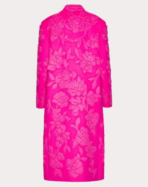 Valentino - 플로럴 자수 컴팩트 드랩 코트 - Pink Pp - 여성 - 코트 / 아우터웨어