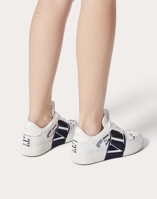 Vl7n Sneaker In Banded Leather for Woman in White | Valentino US