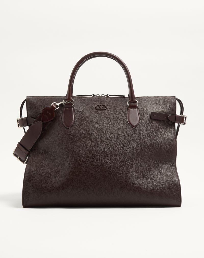 Sac De Voyage Antibes Cuir Grainé Dark Brown — Valentino
