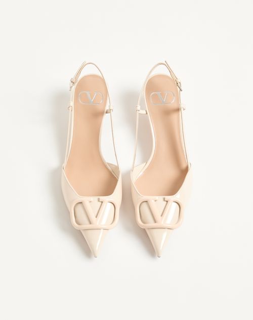 Valentino Garavani - Vlogo Signature Patent Leather Slingback Pump 40mm - Ivory - Woman - Pumps And Slingbacks