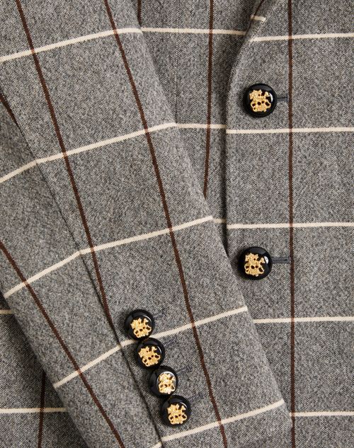 Valentino - Valentino Double-breasted Wool Jacket With Check Pattern - Grey - Man - Coats And Blazers