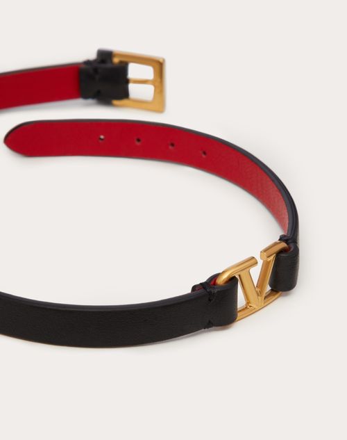 Valentino Garavani - Vlogo Signature Double-strap Bracelet In Calfskin - Black/pure Red - Woman - Jewelry