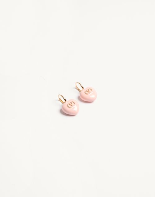 Valentino Garavani - Coeur Royal Metal And Enamel Earrings - Gold/pink - Woman - Jewellery