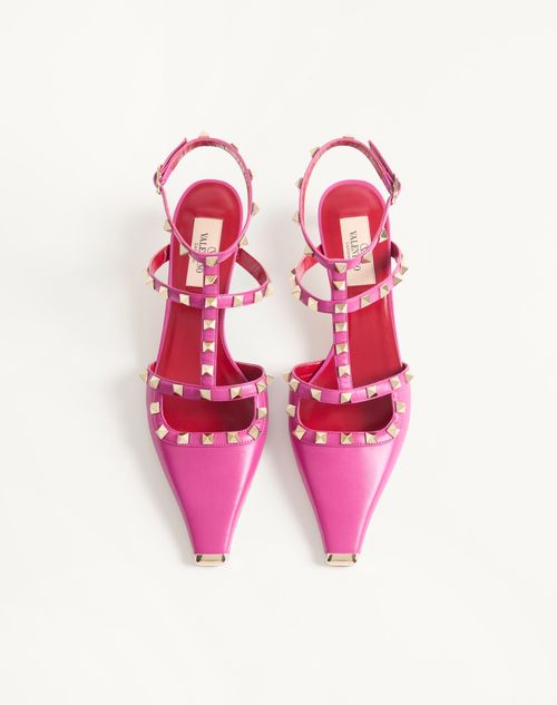 Valentino Garavani - Rockstud Court Shoes In Kid Leather 40mm - Fuchsia - Woman - Pumps And Slingbacks