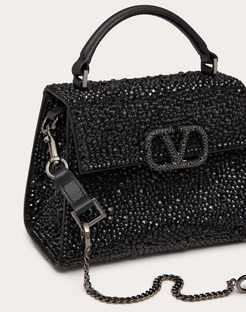 Mini Vsling Handbag With Sparkling Embroidery for Woman in Black ...