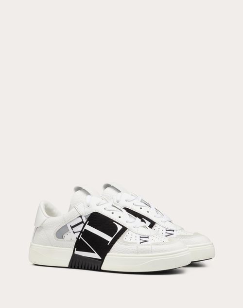 Valentino Garavani - Vl7n Sneaker In Banded Calfskin Leather - White/ Black - Woman - Vl7n Sneakers - Shoes