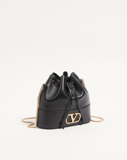 Valentino Garavani - Mini Vlogo Signature Bucket Bag In Nappa Leather - Black - Woman - Vlogo Signature