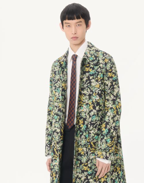 Valentino Garavani - Valentie Silk And Jacquard Tie With Design - Blue/hazelnut - Man - Ties