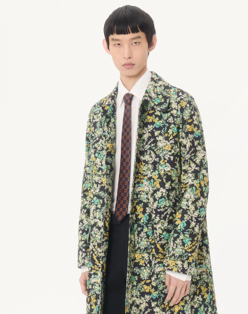 Valentino Garavani Valentie Silk And Jacquard Tie With Design Man Blue/Hazelnut Uni