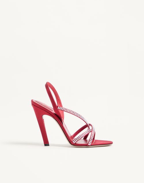 Valentino Garavani - Dans Le Foyer Satin Sandal With Crystals 105mm - Rosso Valentino - Woman - Sandals
