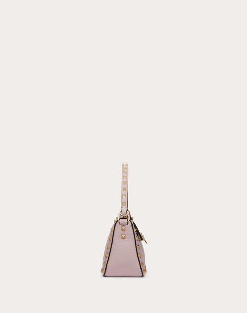 Small Rockstud Grainy Calfskin Crossbody Bag for Woman in Water Lilac
