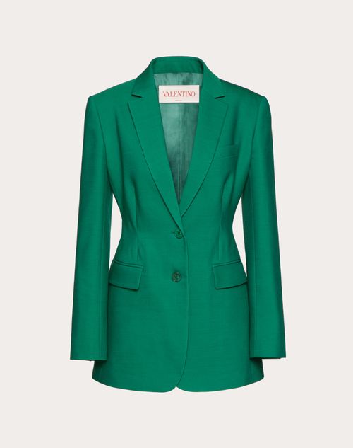 Valentino - Diagonal Stretch Crepe Blazer - Basil Green - Woman - Woman Ready To Wear Sale