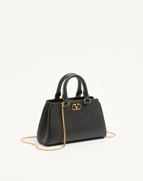 Valentino Garavani - Mini Vlogo Signature Bag In Grainy Calfskin - Black - Woman - Top Handle Bags