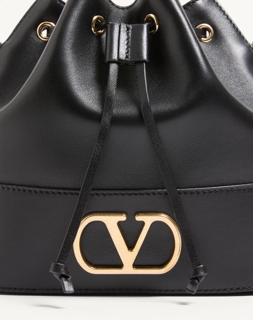 Valentino Garavani - Mini Vlogo Signature Bucket Bag In Nappa Leather - Black - Woman - Vlogo Signature