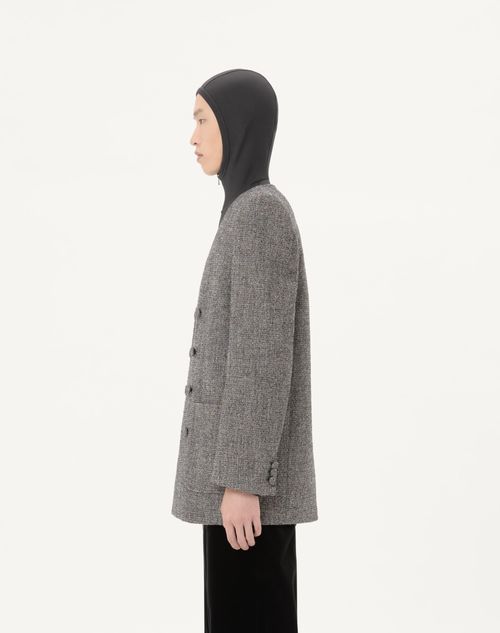 Valentino - Veste Croisée Valentino En Laine Bouclée Mélangée - Gris - Homme - Manteaux Et Blazers