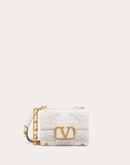 Valentino Garavani - Stud Sign Shoulder Bag With Floral Embroidery - White - Woman - Shoulder Bags