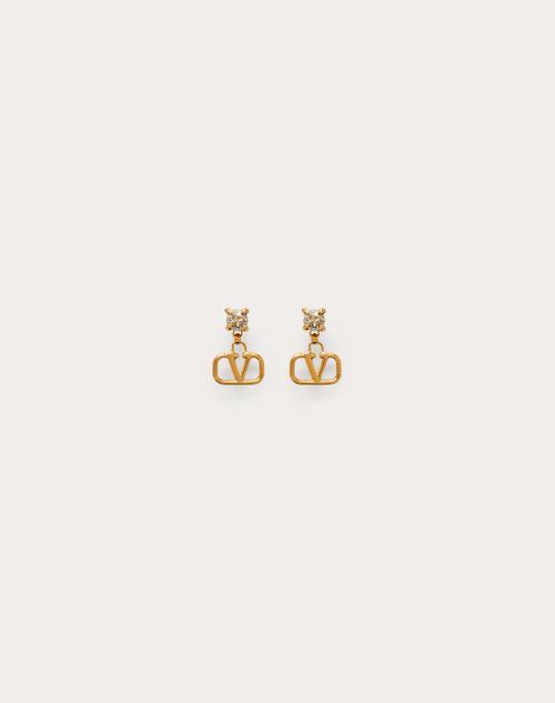 Vlogo Signature Metal And Crystal Earrings for Woman in Gold/crystal Silver