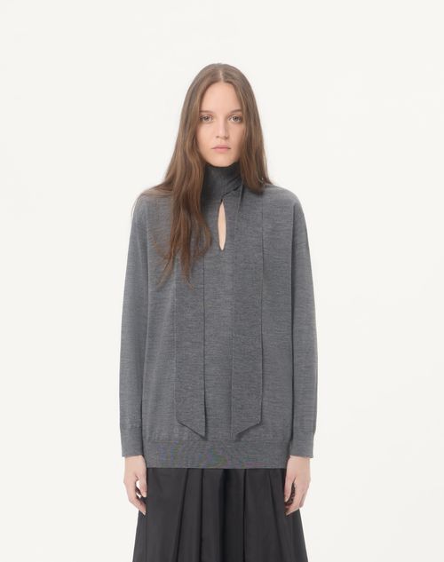 Valentino - Wool Sweater With Scarf - Grey - Woman - Knitwear