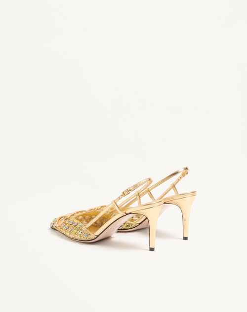 Valentino Garavani - Vlogo Signature Slingback Pumps With Bead And Crystal Embroidery 80mm - Multicolor - Woman - Pumps And Slingbacks