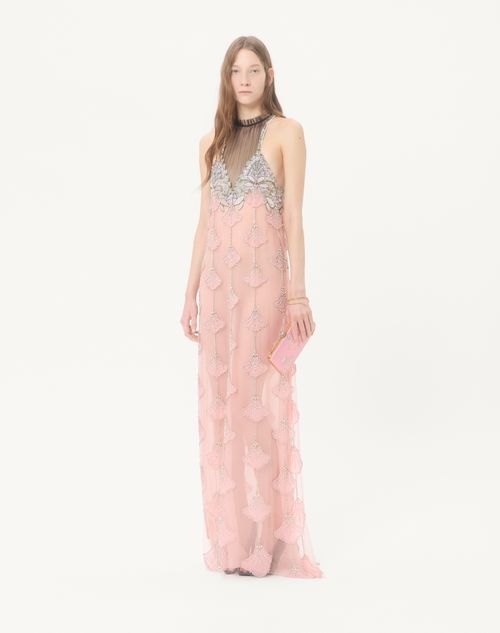 Valentino Garavani - Valentino Garavani Carry Secrets Satin Minaudiere With Floral Pattern Embroidery - Pink/crystal - Woman - Clutches