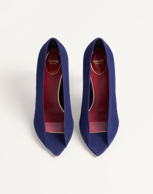 Valentino Garavani - Open Toe Révélé Suede Pumps 105mm - Indigo - Woman - Pumps And Slingbacks