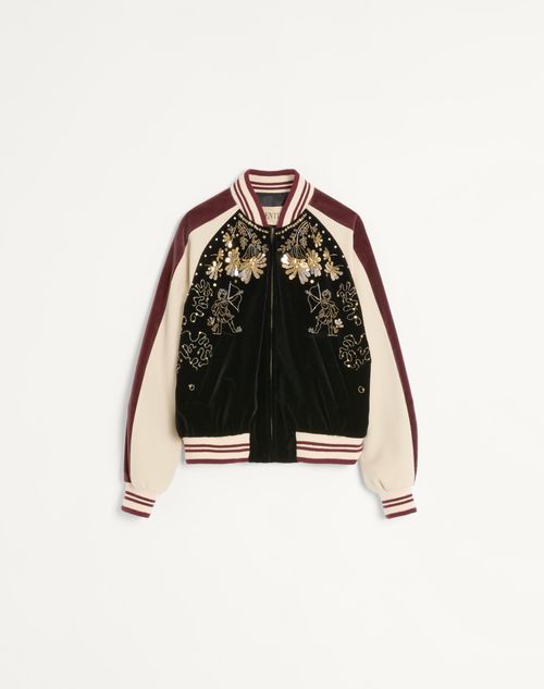 Valentino - Bomber In Velluto Di Cotone Con Ricami Di Paillette E Perline - Nero - Uomo - Giacche E Piumini