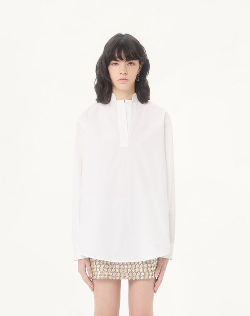 Valentino - Cotton Popeline Top - White - Woman - Shirts And Tops