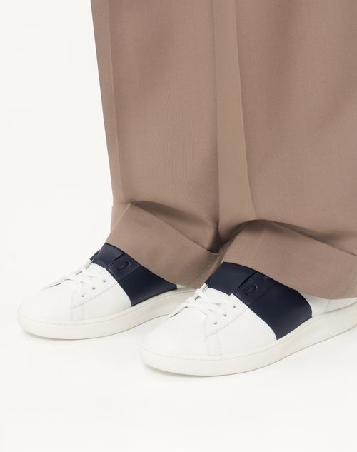 Valentino Garavani - Zapatilla Open Royco De Cuero Napa De Becerro - Blanco/azul - Hombre - Zapatillas