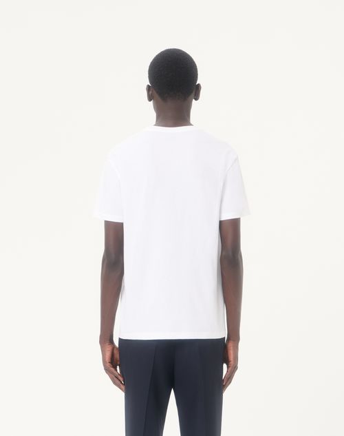 Valentino - Valentino Cotton T-shirt With Vlogo Embroidery - White - Man - T-shirts And Sweatshirts