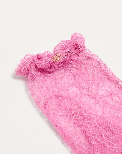 Valentino Garavani - Vlogo Signature Lace Gloves - Pink - Woman - Hats And Gloves