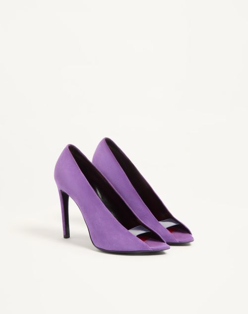 Valentino Garavani - Open Toe Révélé Suede Pumps 105mm - Purple - Woman - Pumps And Slingbacks