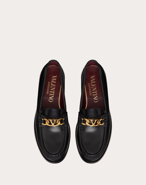 Valentino Black VLogo Chain Loafers –