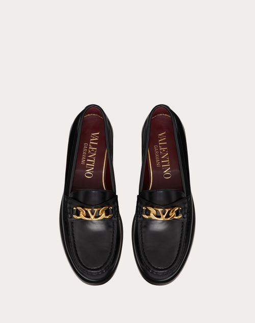 Valentino Garavani - Vlogo Chain Calfskin Loafer - Black - Woman - Loafers & Oxford